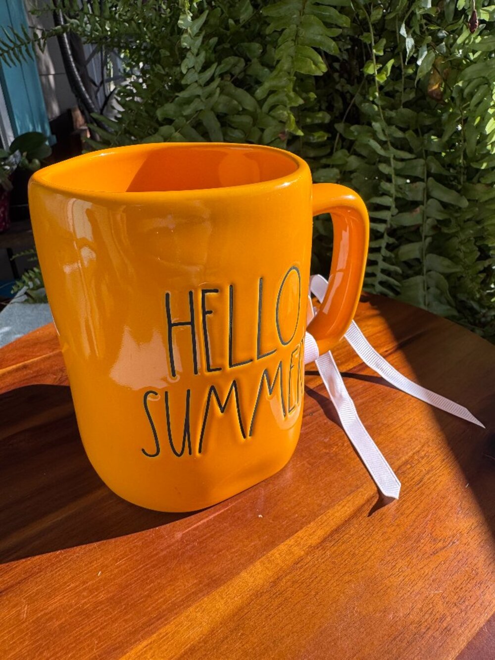 Rae Dunn Hello Summer Yellow Mug/ Ceramic Coffee Cup